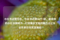 小红书点赞平台，小红书点赞100个1块，解锁你的小红书赞神力—打造爆款文章的新方法亿乐社区低价自营货源站