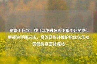 刷快手粉丝，快手24小时在线下单平台免费，解锁快手新玩法，高效获取并维护粉丝亿乐社区低价自营货源站