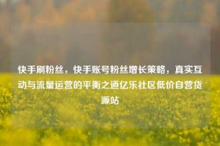 快手刷粉丝，快手账号粉丝增长策略，真实互动与流量运营的平衡之道亿乐社区低价自营货源站