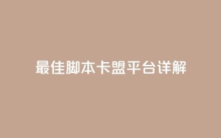 最佳lol脚本卡盟平台详解