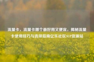 流量卡，流量卡哪个最好用又便宜，揭秘流量卡使用技巧与选择指南亿乐社区SUP货源站