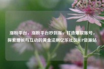 涨粉平台，涨粉平台秒到账，打造爆款账号，探索增长与互动的黄金法则亿乐社区SUP货源站