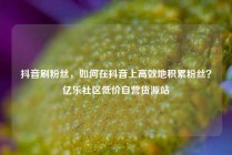 抖音刷粉丝，如何在抖音上高效地积累粉丝？亿乐社区低价自营货源站