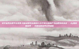 快手业务办理平台免费,抖音点赞双击播放0.01下单大地房产马山肥装修活动 - dy播放量业务 - 抖音自助业务全网最低