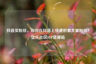 抖音买粉丝，如何在抖音上快速积累大量粉丝？亿乐社区SUP货源站