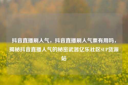 抖音直播刷人气，抖音直播刷人气票有用吗	，揭秘抖音直播人气的秘密武器亿乐社区SUP货源站  第1张