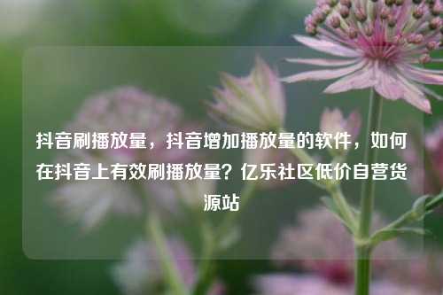 抖音刷播放量，抖音增加播放量的软件，如何在抖音上有效刷播放量？亿乐社区低价自营货源站  第1张