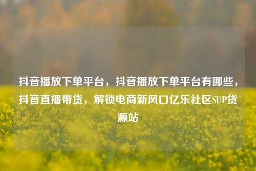 抖音播放下单平台，抖音播放下单平台有哪些，抖音直播带货	，解锁电商新风口亿乐社区SUP货源站  第1张