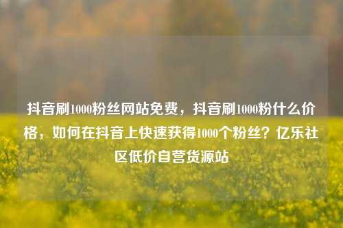 抖音刷1000粉丝网站免费，抖音刷1000粉什么价格	，如何在抖音上快速获得1000个粉丝？亿乐社区低价自营货源站  第1张