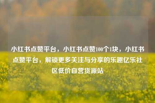 小红书点赞平台，小红书点赞100个1块，小红书点赞平台	，解锁更多关注与分享的乐趣亿乐社区低价自营货源站  第1张