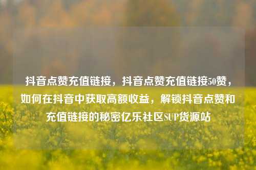 抖音点赞充值链接	，抖音点赞充值链接50赞，如何在抖音中获取高额收益，解锁抖音点赞和充值链接的秘密亿乐社区SUP货源站  第1张