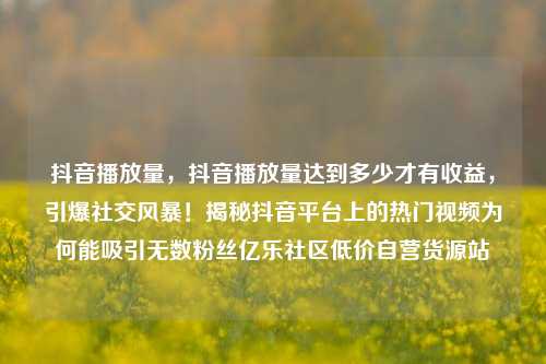 抖音播放量，抖音播放量达到多少才有收益，引爆社交风暴！揭秘抖音平台上的热门视频为何能吸引无数粉丝亿乐社区低价自营货源站  第1张