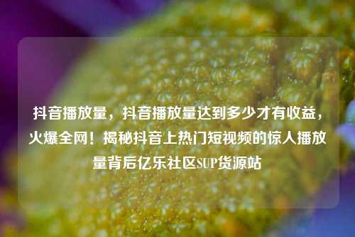 抖音播放量，抖音播放量达到多少才有收益，火爆全网！揭秘抖音上热门短视频的惊人播放量背后亿乐社区SUP货源站  第1张