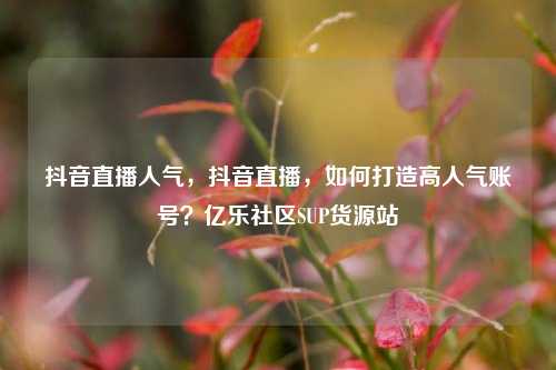 抖音直播人气，抖音直播，如何打造高人气账号？亿乐社区SUP货源站  第1张