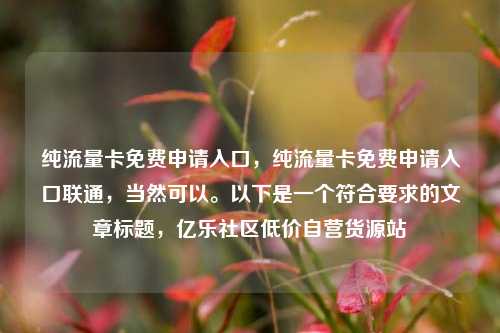 纯流量卡免费申请入口，纯流量卡免费申请入口联通	，当然可以	。以下是一个符合要求的文章标题，亿乐社区低价自营货源站  第1张