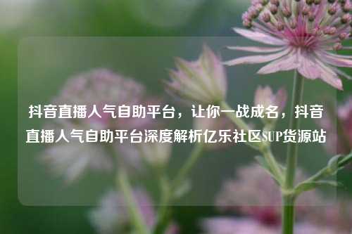 抖音直播人气自助平台，让你一战成名	，抖音直播人气自助平台深度解析亿乐社区SUP货源站  第1张