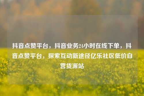 抖音点赞平台，抖音业务24小时在线下单，抖音点赞平台	，探索互动新途径亿乐社区低价自营货源站  第1张