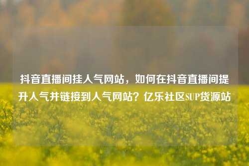 抖音直播间挂人气网站，如何在抖音直播间提升人气并链接到人气网站？亿乐社区SUP货源站  第1张