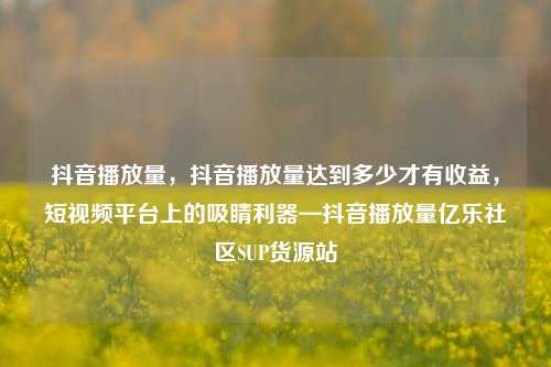 抖音播放量，抖音播放量达到多少才有收益，短视频平台上的吸睛利器—抖音播放量亿乐社区SUP货源站  第1张