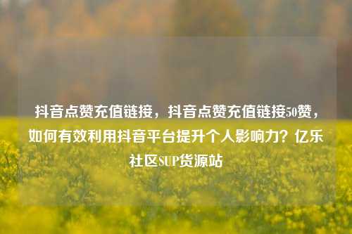 抖音点赞充值链接，抖音点赞充值链接50赞	，如何有效利用抖音平台提升个人影响力？亿乐社区SUP货源站  第1张