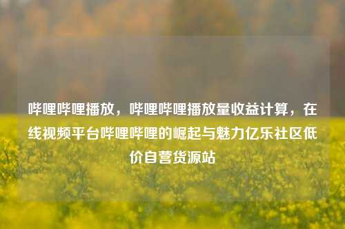 哔哩哔哩播放，哔哩哔哩播放量收益计算	，在线视频平台哔哩哔哩的崛起与魅力亿乐社区低价自营货源站  第1张