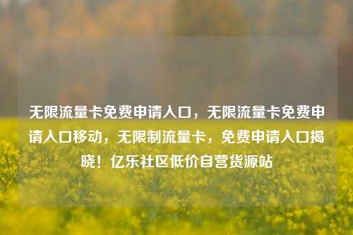 无限流量卡免费申请入口	，无限流量卡免费申请入口移动，无限制流量卡，免费申请入口揭晓！亿乐社区低价自营货源站  第1张