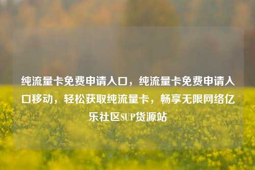纯流量卡免费申请入口	，纯流量卡免费申请入口移动，轻松获取纯流量卡，畅享无限网络亿乐社区SUP货源站  第1张