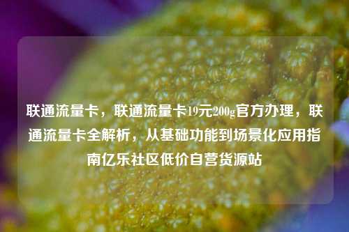 联通流量卡	，联通流量卡19元200g官方办理，联通流量卡全解析，从基础功能到场景化应用指南亿乐社区低价自营货源站  第1张