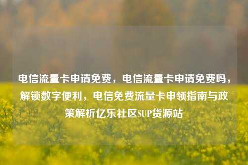 电信流量卡申请免费，电信流量卡申请免费吗，解锁数字便利	，电信免费流量卡申领指南与政策解析亿乐社区SUP货源站  第1张