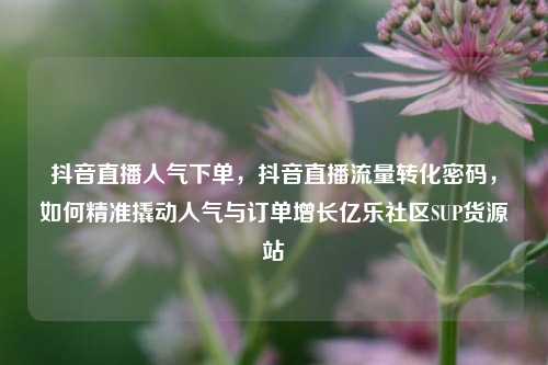 抖音直播人气下单，抖音直播流量转化密码	，如何精准撬动人气与订单增长亿乐社区SUP货源站  第1张